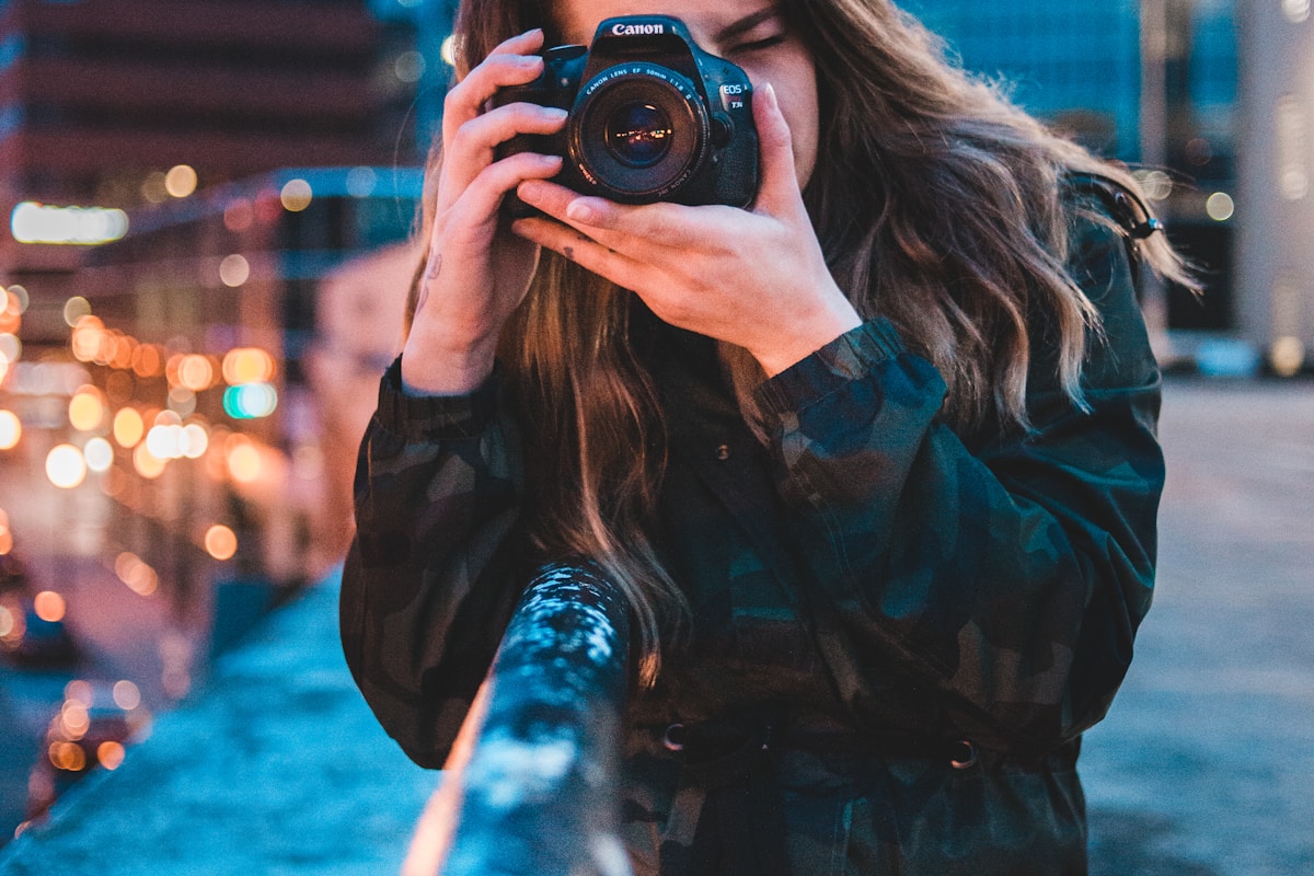 Workshop participants matched by skill level practicing portrait photography